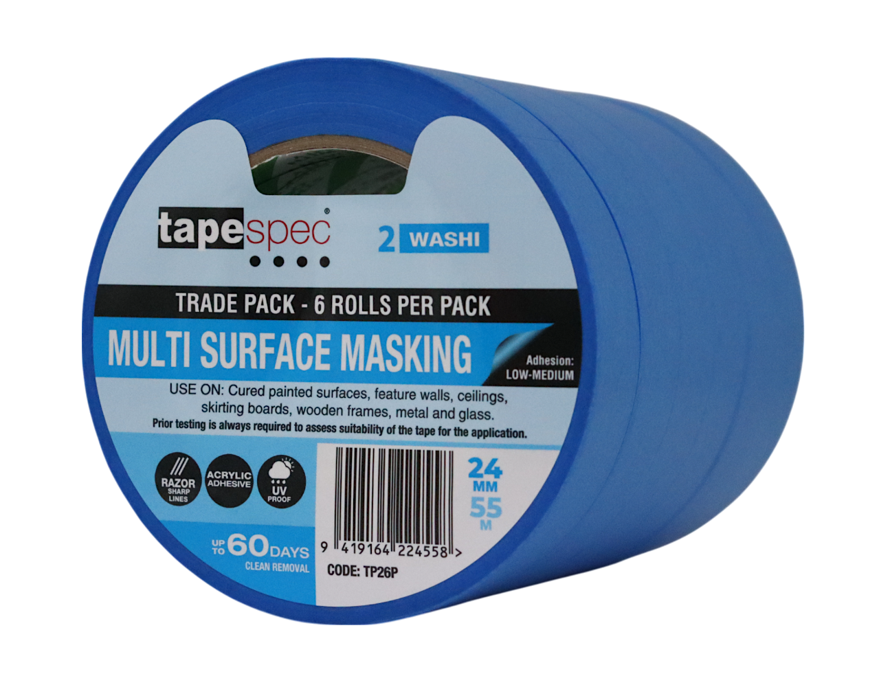 Tapespec Multi Surface Blue Washi Packs - 60 days