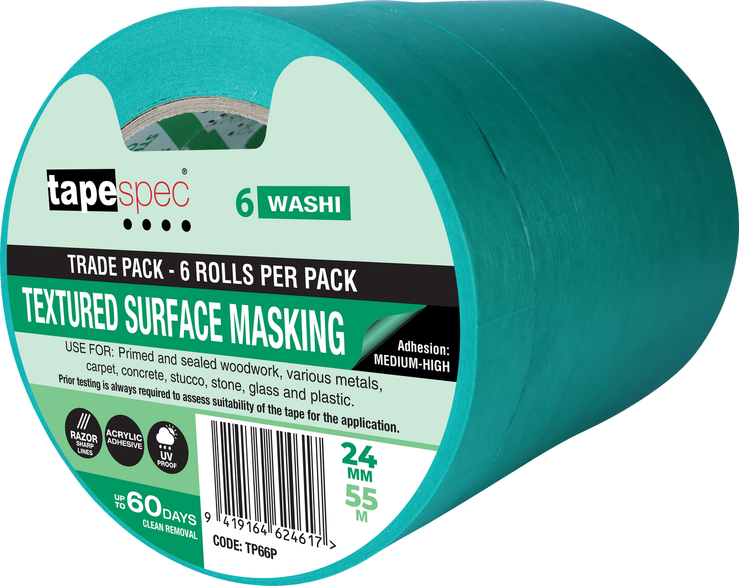 Tapespec Textured Surface Green Washi Packs - 60 days