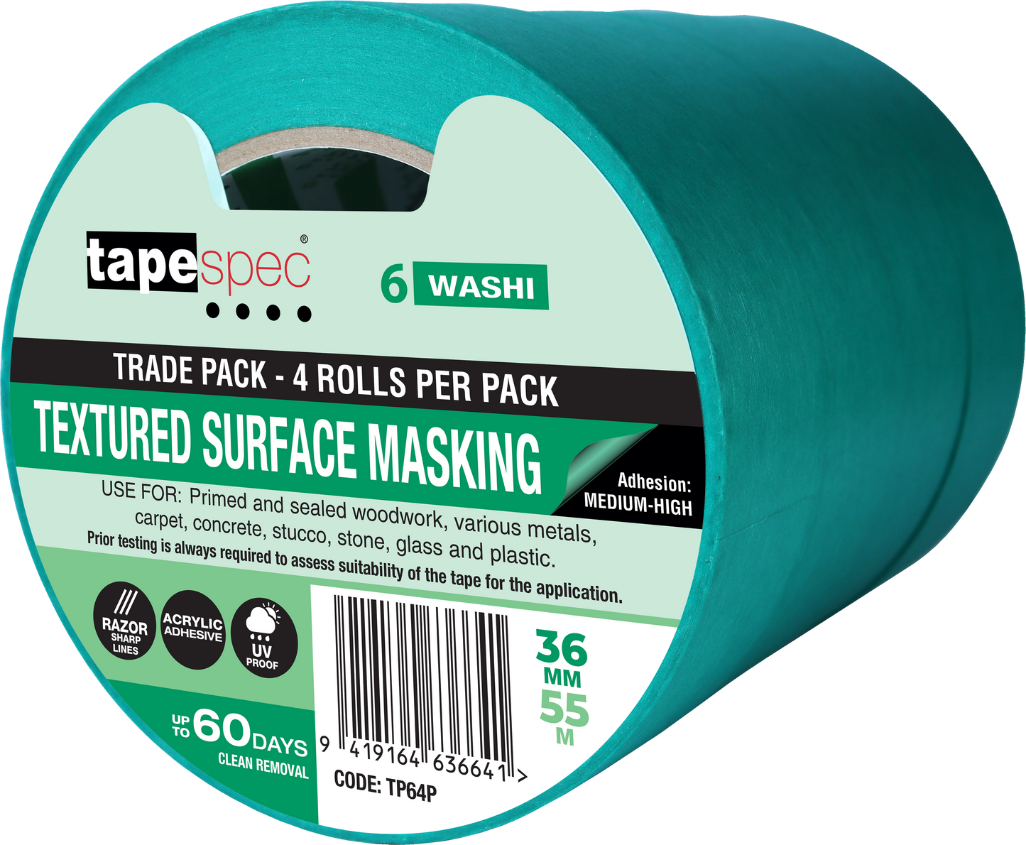 Tapespec Textured Surface Green Washi Packs - 60 days