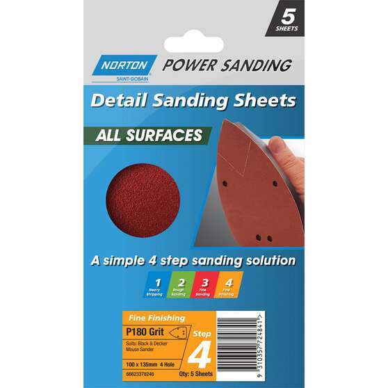 Norton Detail Mouse Sanding Sheets 4 Hole - CLEARANCE