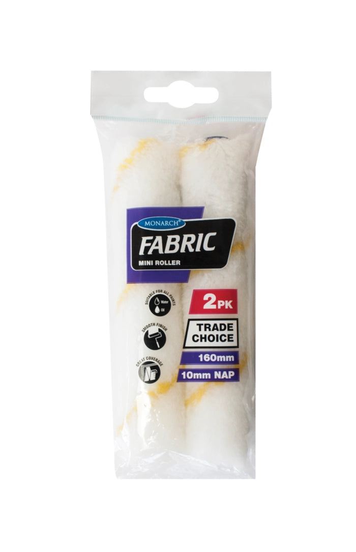 Monarch Fabric Mini Roller 160mm/10mm 2pk