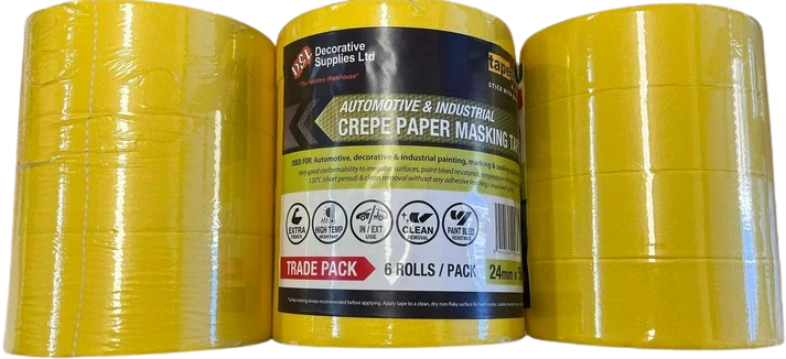 Automotive & Industrial Crepe Paper Masking Tape (Trade Pack)