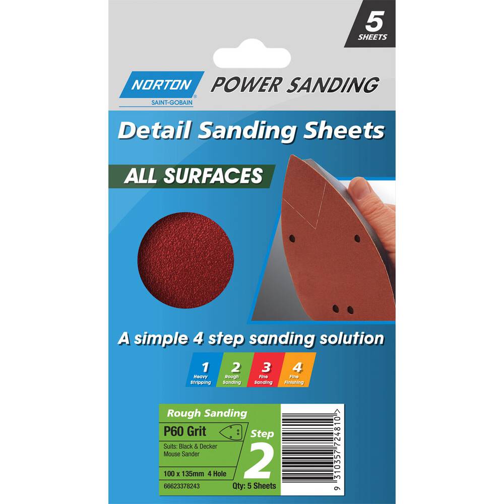 Norton Detail Mouse Sanding Sheets 4 Hole - CLEARANCE