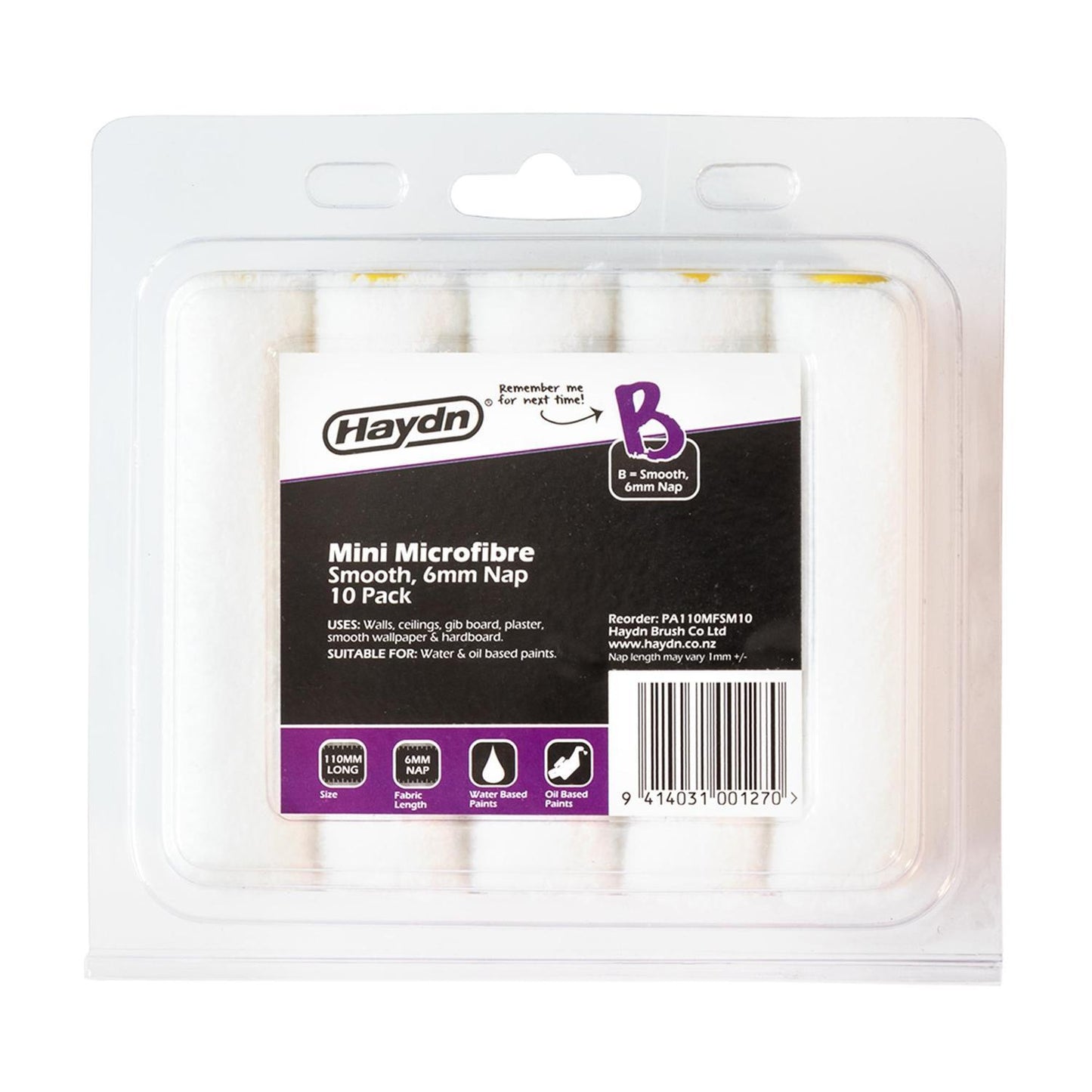 Haydn Microfibre Mini Roller Sleeves 10PK