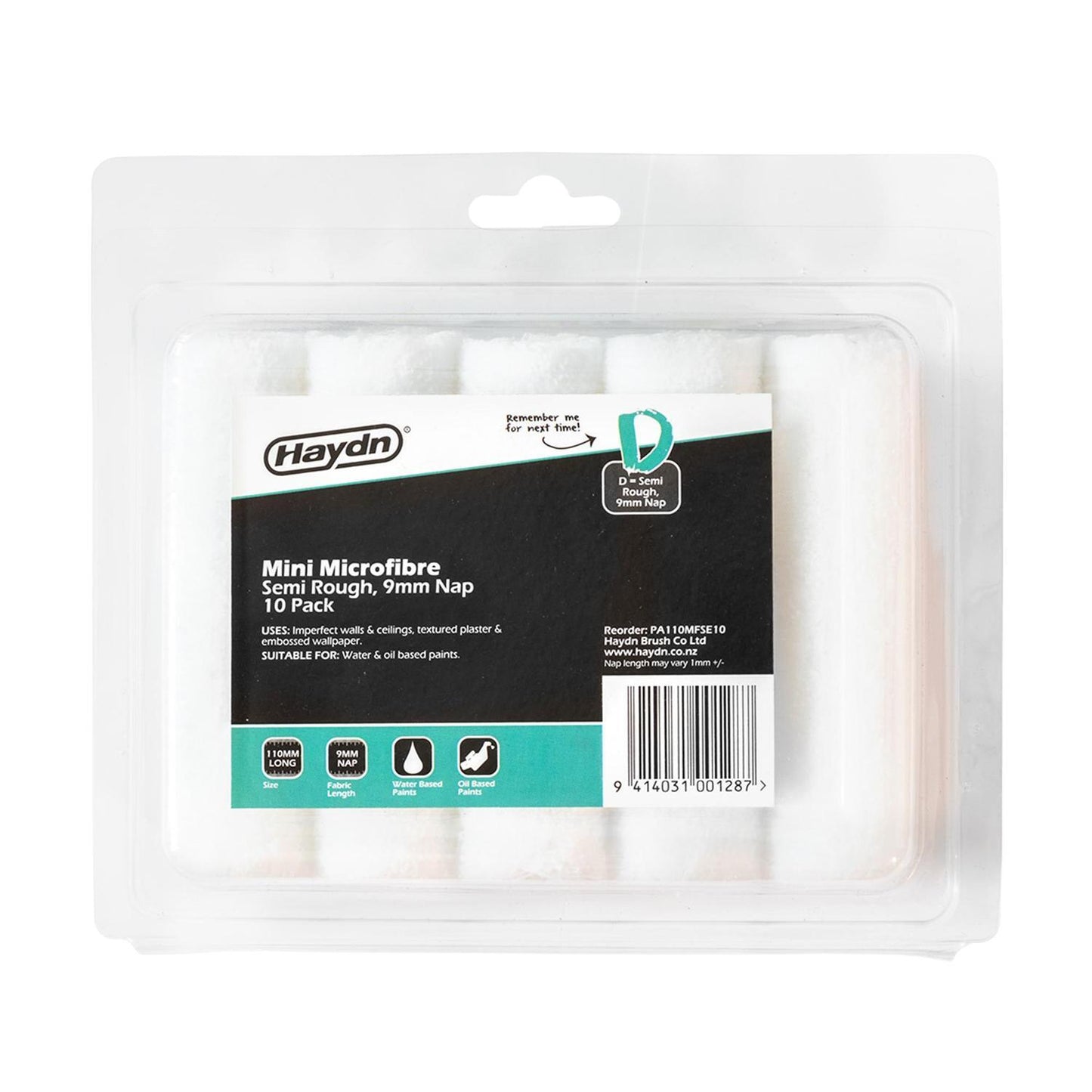 Haydn Microfibre Mini Roller Sleeves 10PK
