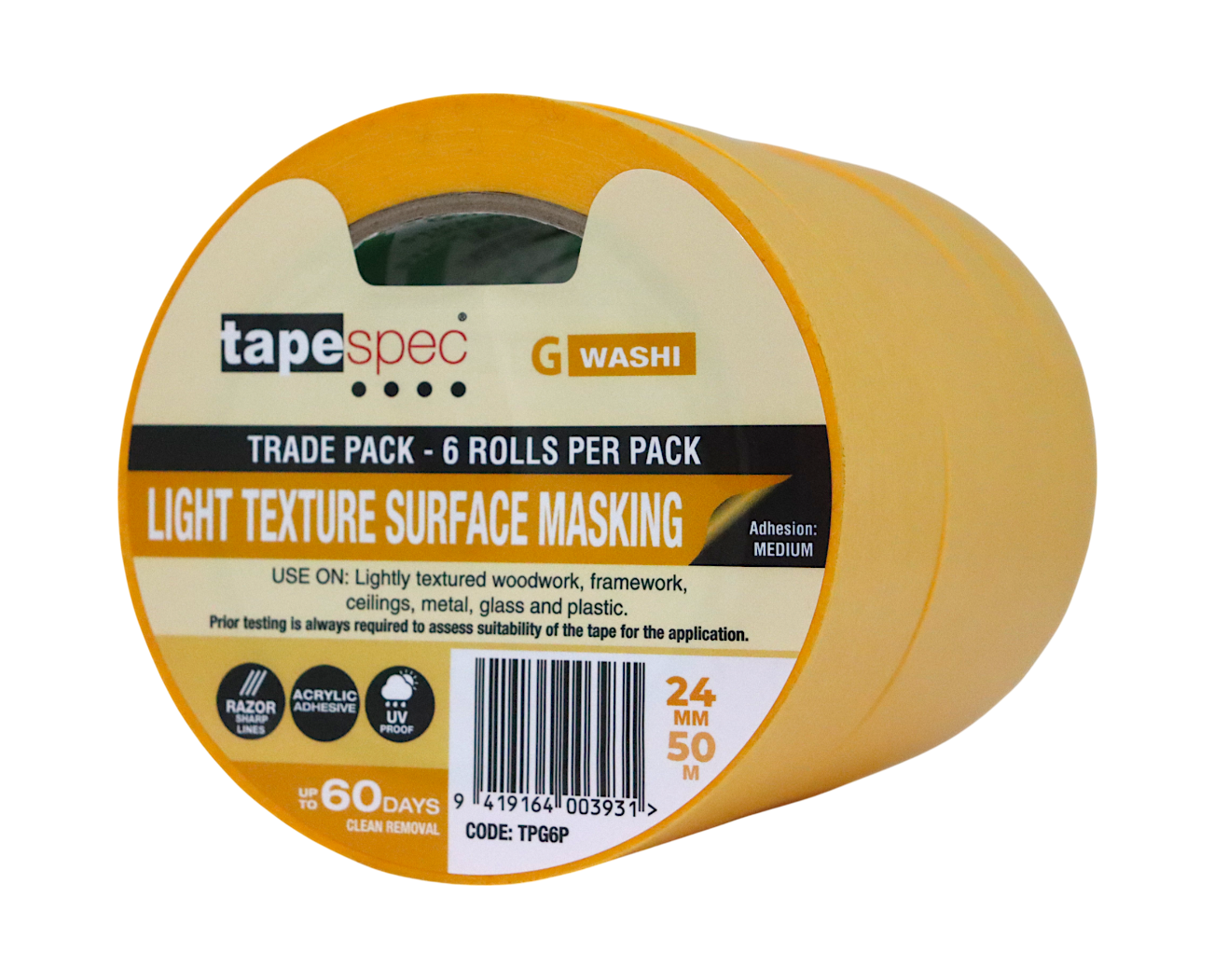 Tapespec Light Textured Surface Yellow Washi Packs - 60 days