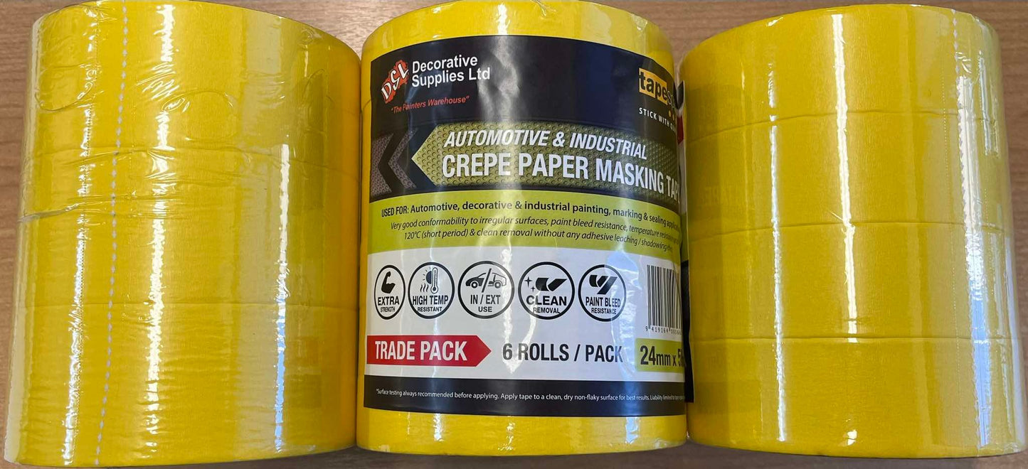 Automotive & Industrial Crepe Paper Masking Tape (Trade Pack)