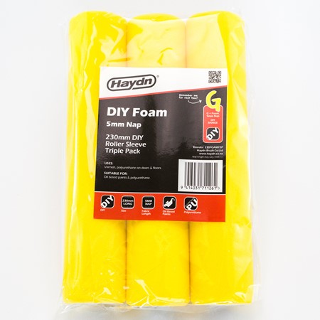 Haydn 230mm Yellow Foam Sleeve 3pk